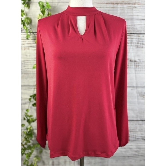 Chico's Blouse Shirt Blouse Lot of 2 size 4 6 0 Red Black Stretch Career Modest - Picture 2 of 16